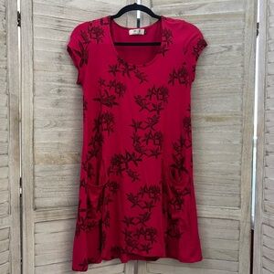 Fighting Eel x Sig Zane Magenta Dress with Black Floral Print
